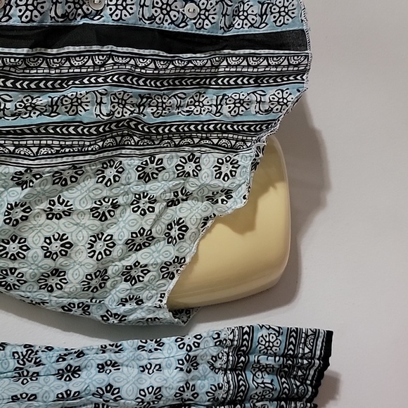 New Nwt Cino Floral Stripe Print Cotton Top Crinkle - Picture 3 of 9